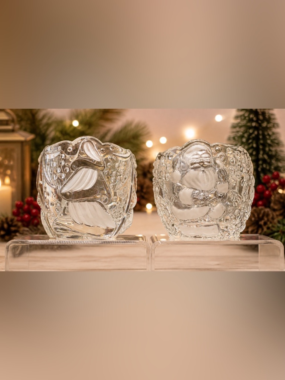 🔍 Gorham Lead Crystal Christmas Votive Candle Holders Made in Germany